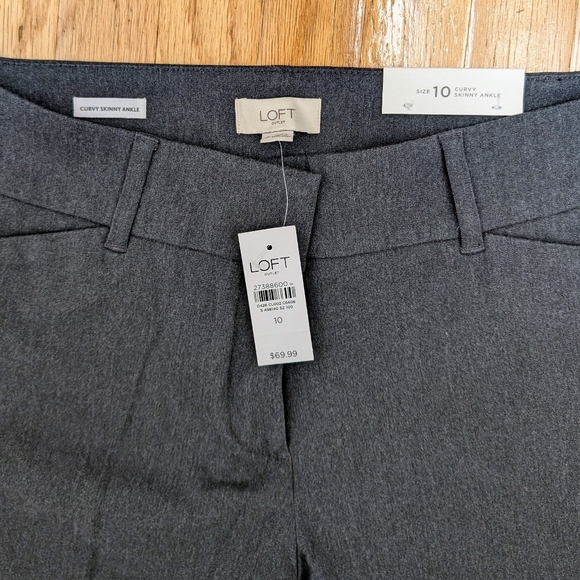 LOFT Curvy Skinny Cropped Ankle Pants, Gray, Size 10 - Picture 4 of 6